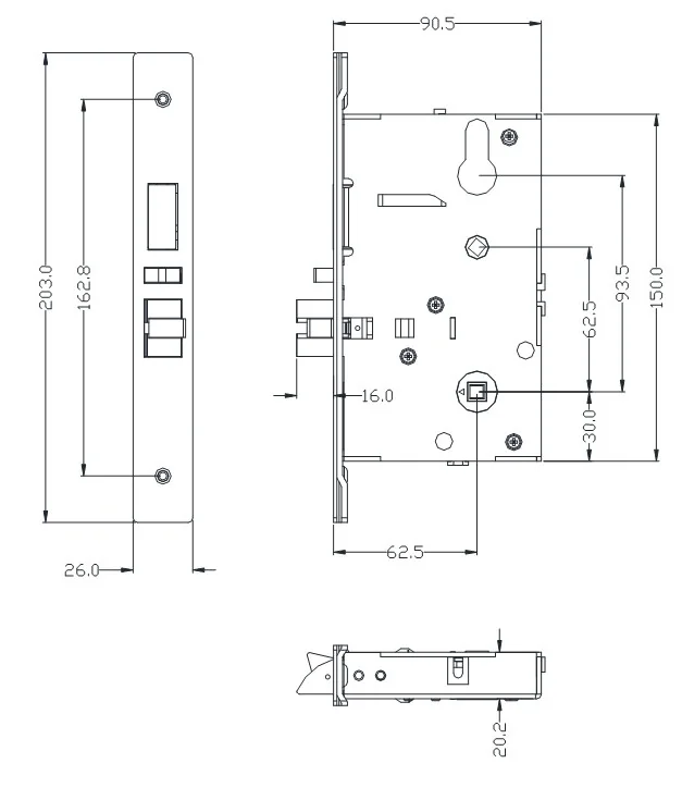 1058 Keypad RFID Interior Door Lock Lock Body
