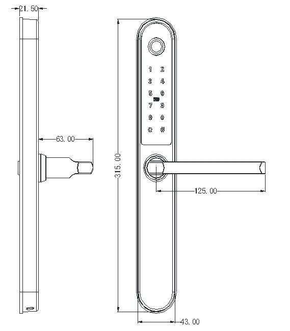 Lds Fingerprint Thermally Broken Aluminum Lock Dimensions
