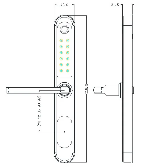 Ods Keypad Thermally Broken Aluminum Lock Dimensions