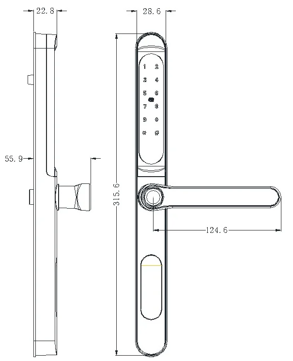 Yq TTLock Thermally Broken Aluminum Lock Dimensions