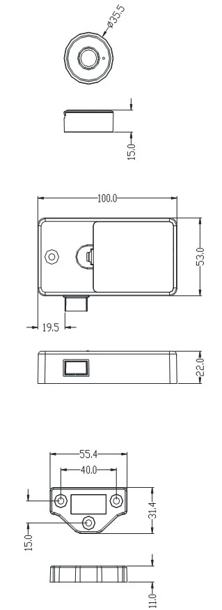 Zw172 Tuya Locker Fingerprint Lock Dimensions