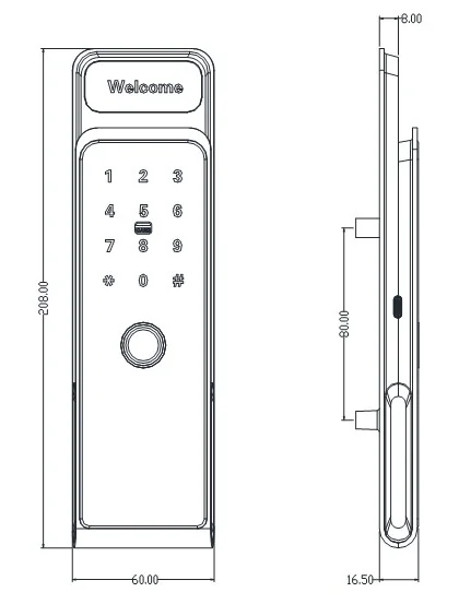 Zw181 Tuya Locker Fingerprint Lock Dimensions