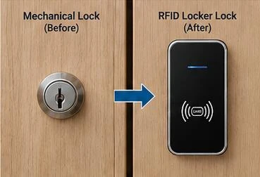 Replacing a mechanical locker lock with an RFID locker lock