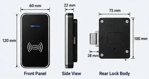 RFID locker lock installation dimensions